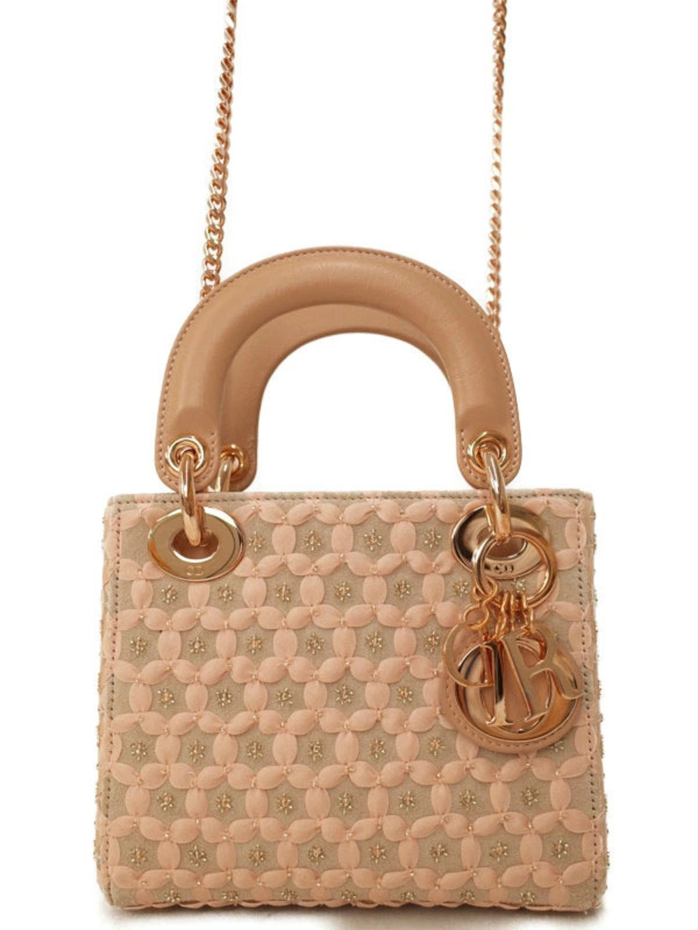 Christian Dior Suede Beaded Ribbon Lady Dior Beige Cream blush pink palette